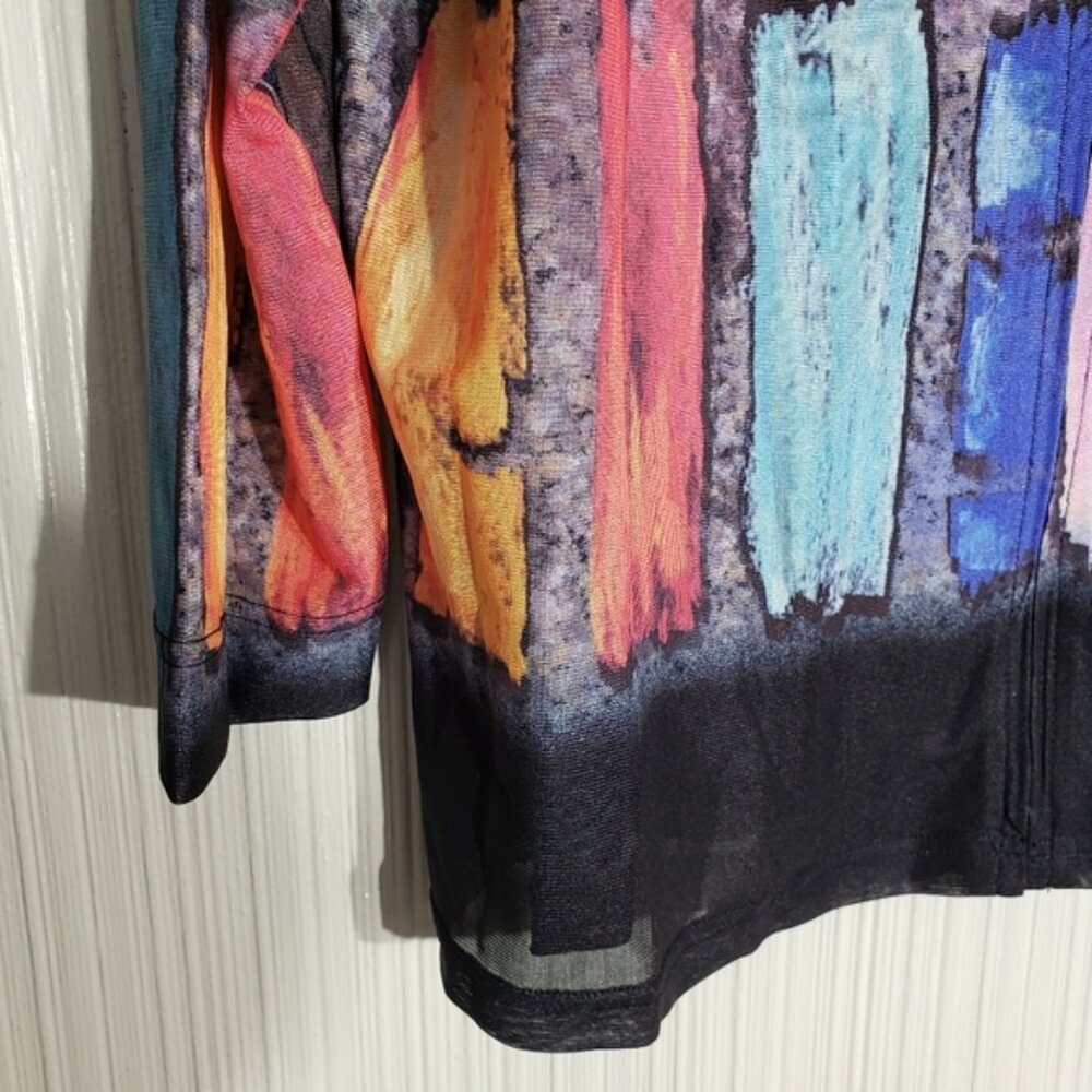 John Mark Black/Multi Color Mesh Zipper Jacket, S… - image 4